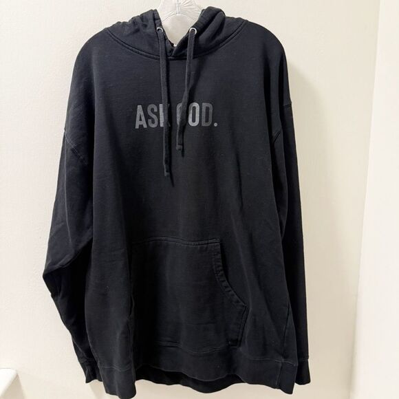 ASK GOD Black Hoodie Sweatshirt - Picture 1 of 3
